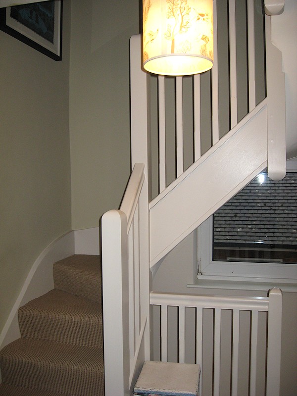 A softwood double turn winder staircase of a typical layout for a 2nd floor loft conversion to a semi detached property.
