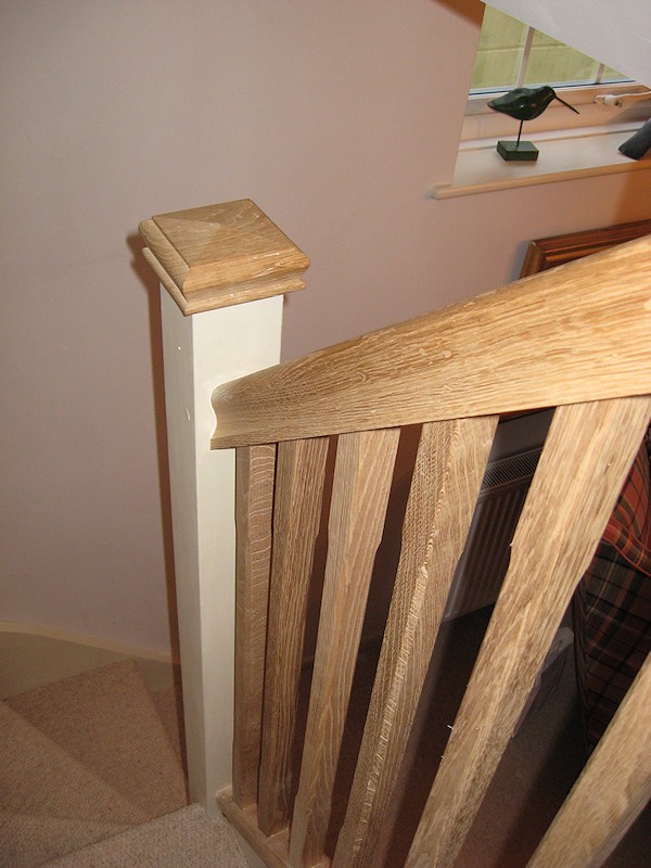 This softwood winder staircase was for a loft conversion. It has an all oak balustrade.
