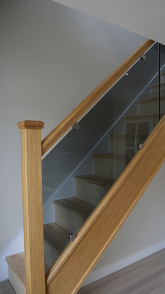 Staircase with glass infill panel.