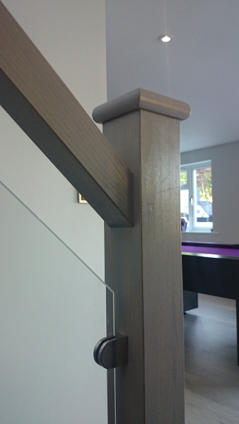 Ultra modern staircase constructed in oak.